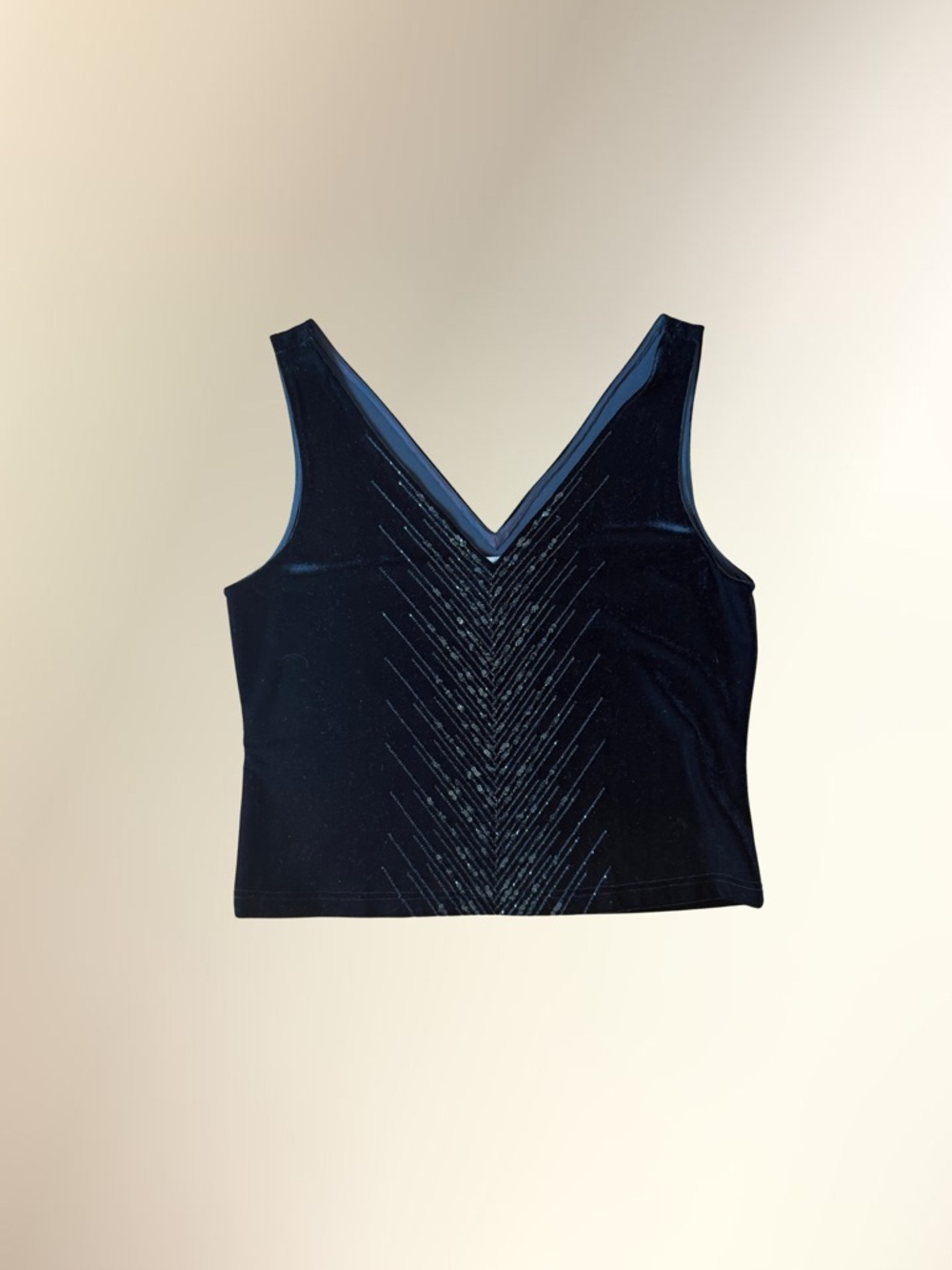 Adrianna Papell Black Beaded V-Neck Evening Top